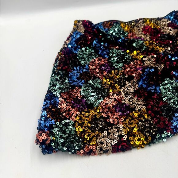 NWT Zara Multicolor Sequins Mini Skirt Front Tie Light Stretch Size US Smalll - Picture 5 of 10